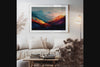 Abstract mountain wall art styled in a calm contemporary interior