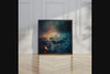Rainfall water reflection wall art styled in a calm neutral interior