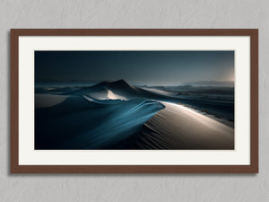 Shadowline Dunes shown in a walnut frame with a white border or mount.