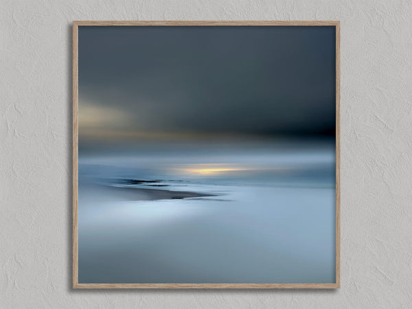 Low Tide Light shown in an oak frame without a border or mount.