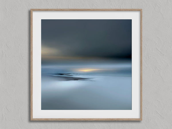 Low Tide Light shown in an oak frame with a white border or mount.