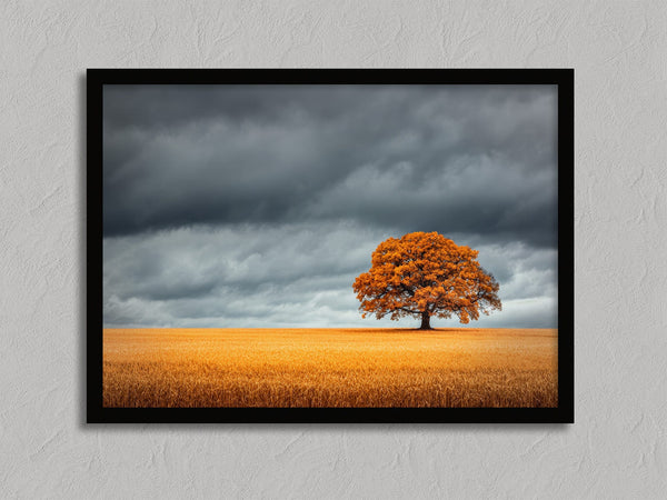 The Last Oak shown in an oak frame without a border or mount.