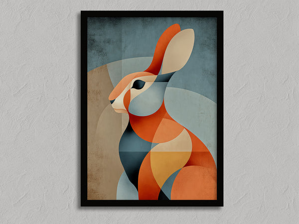 Still Hare shown in a black frame without a border or mount.
