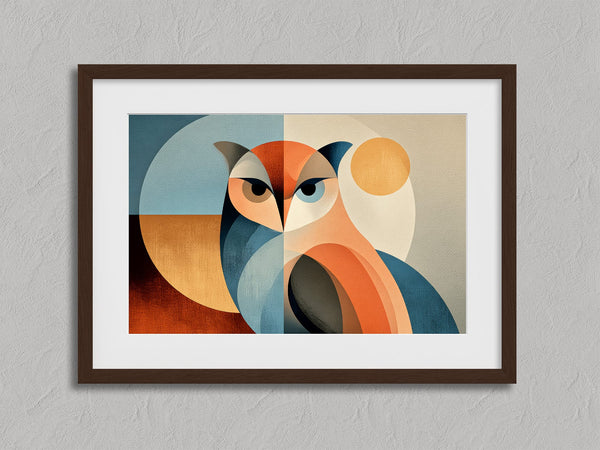 Sunlit Vigil shown in a walnut frame with a white border or mount.