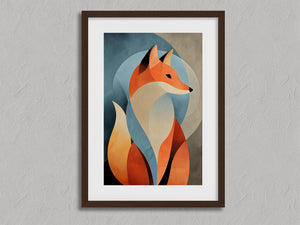 Autumn Sentinal shown in a walnut frame with a white border or mount.