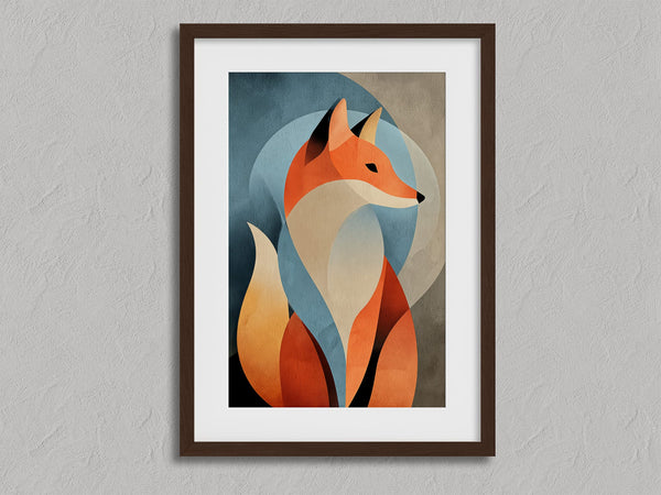 Autumn Sentinal shown in a walnut frame with a white border or mount.