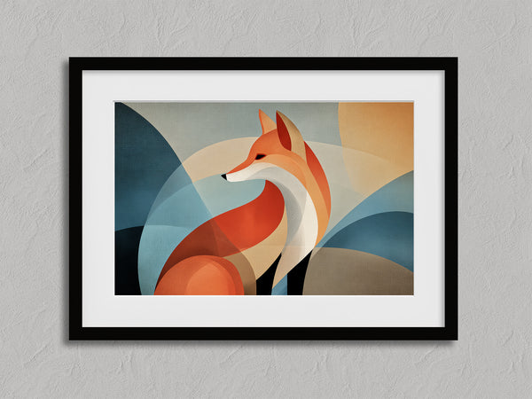 Woodland Poise shown in a black frame with a white border or mount.