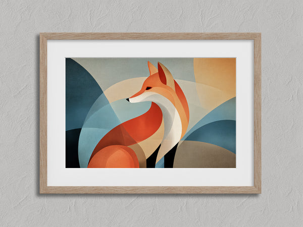 Woodland Poise shown in an oak frame with a white border or mount.