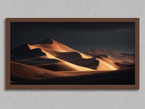 Ember Dunes shown in a walnut frame without a border or mount.