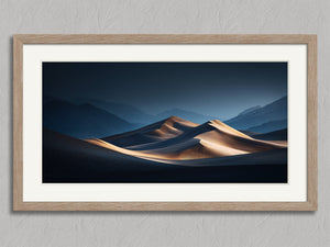 Gilded Silence shown in an oak frame with a white border or mount.
