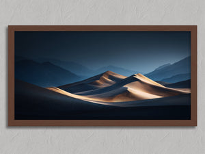 Gilded Silence shown in a walnut frame without a border or mount.