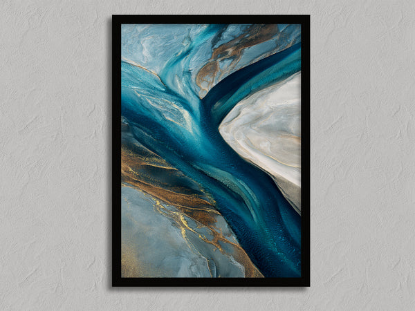 River of Glass shown in a black frame without a border or mount.