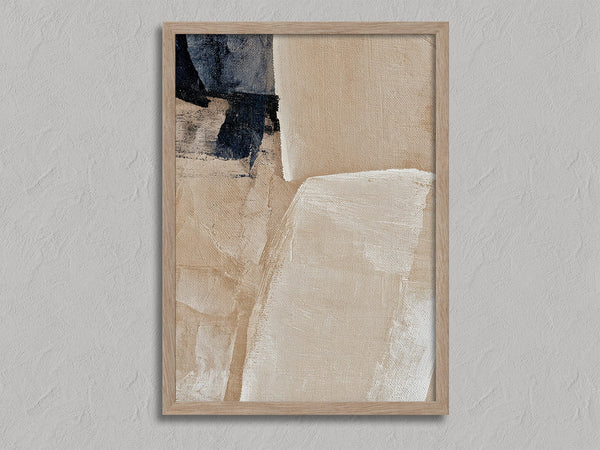 Quiet Geometry shown in an oak frame without a border or mount.