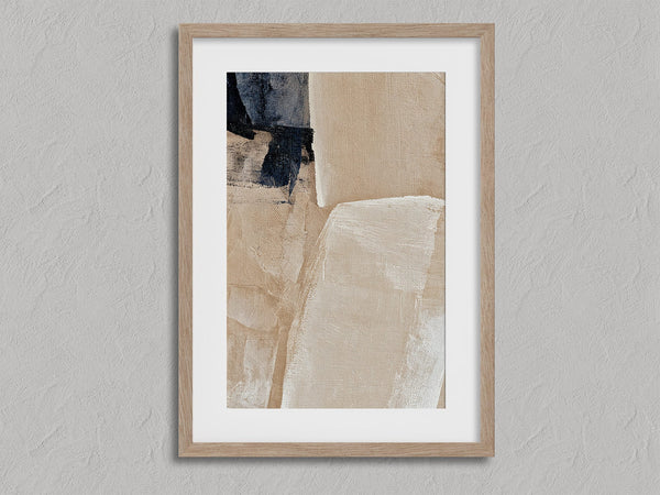Quiet Geometry shown in an oak frame with a white border or mount.