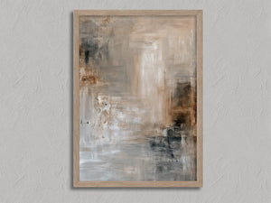 Quiet Layers II shown in an oak frame without a border or mount.