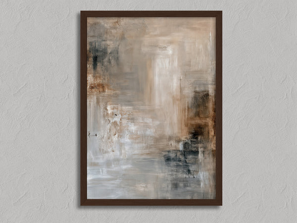 Quiet Layers II shown in a walnut frame without a border or mount.