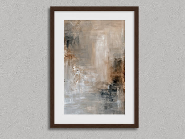 Quiet Layers II shown in a walnut frame with a white border or mount.