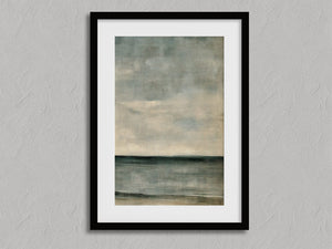 Distant Calm shown in a black frame with a white border or mount.