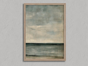 Distant Calm shown in an oak frame without a border or mount.