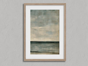 Distant Calm shown in an oak frame with a white border or mount.