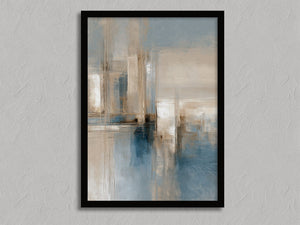 Blue Foundations I shown in a black frame without a border or mount.