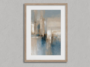 Blue Foundations I shown in an oak frame with a white border or mount.