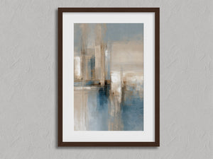 Blue Foundations I shown in a walnut frame with a white border or mount.