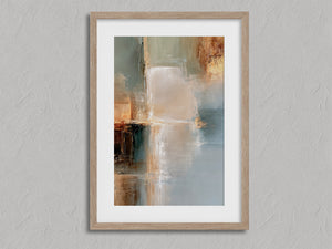 Copper Shore shown in an oak frame with a white border or mount.