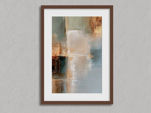 Copper Shore shown in a walnut frame with a white border or mount.