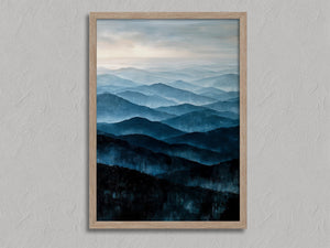 Mountian Echos shown in an oak frame without a border or mount.