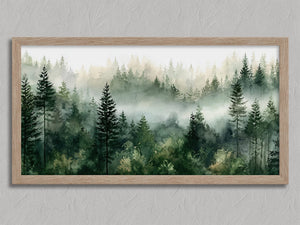 Greenwood Haze shown in an oak frame without a border or mount.