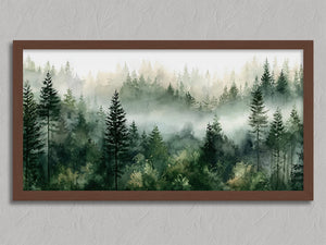 Greenwood Haze shown in a walnut frame without a border or mount.