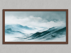 Blue Ridge Vale shown in a walnut frame without a border or mount.