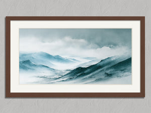 Blue Ridge Vale shown in a walnut frame with a white border or mount.