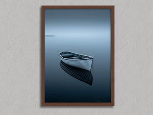 Drift Afloat shown in a walnut frame without a border or mount.